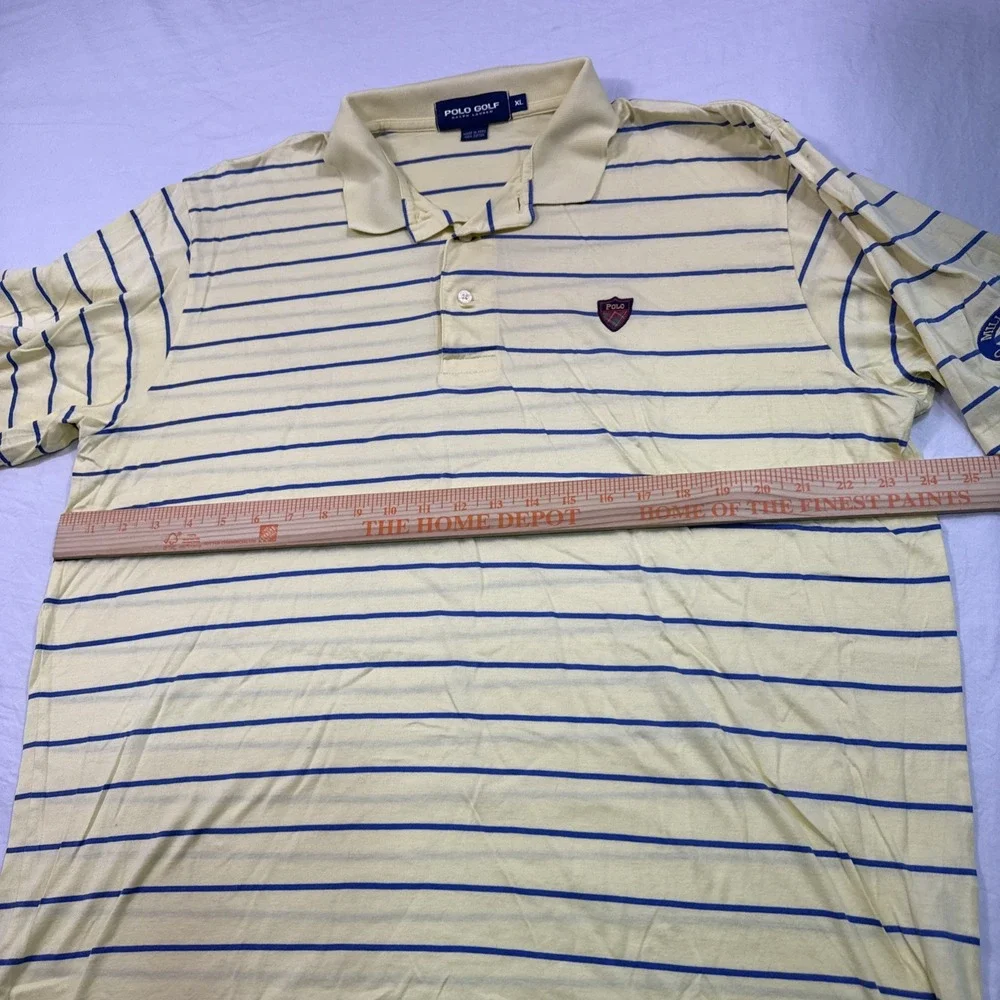 Polo Ralph Lauren shirt mens xl  navy yellow  Stripe Short Sleeve Polo Golf